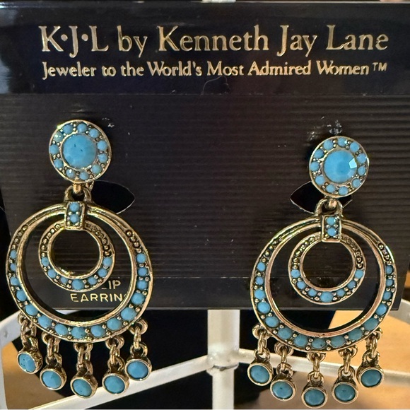 Kenneth Jay Lane Turquoise Chandelier Earrings - Picture 4 of 4